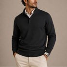 Men's Long Sleeve Knit Polo Sweater - Buttoned Collar