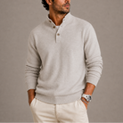 Men's Long Sleeve Knit Polo Sweater - Buttoned Collar
