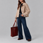 Women's Cropped Trench Jacket - Plaid Lined Short Trench Coat