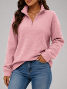 Ribbed Knit Quarter-Zip Pullover