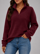 Ribbed Knit Quarter-Zip Pullover