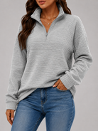 Ribbed Knit Quarter-Zip Pullover