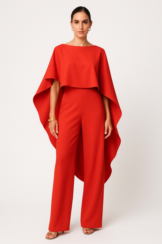 Elke | Dames Tweedelige Set – Asymmetrische Top en Wijde Pijpen – Elegante Pasvorm