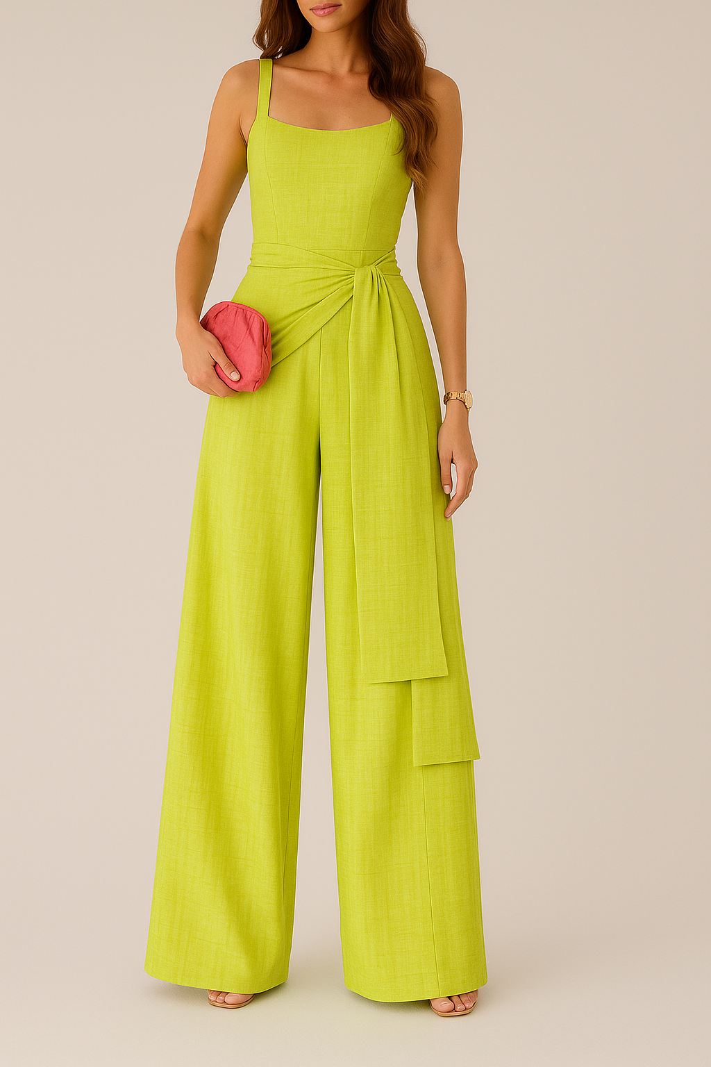 Corrina | Dames Jumpsuit – Elegante Pasvorm – Wijde Pijpen – Mouwloos – Ademend Materiaal