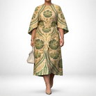 Women's Vintage Floral Midi Dress with Sculpted Waist