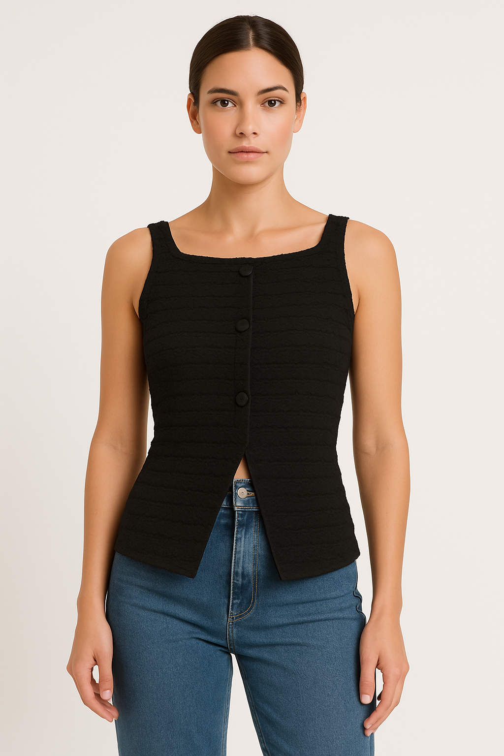 Coby | Dames Tanktop met Ribbelstructuur – Slim Fit, Mouwloos & Zachte Stof voor Casual en Gelaagde Looks