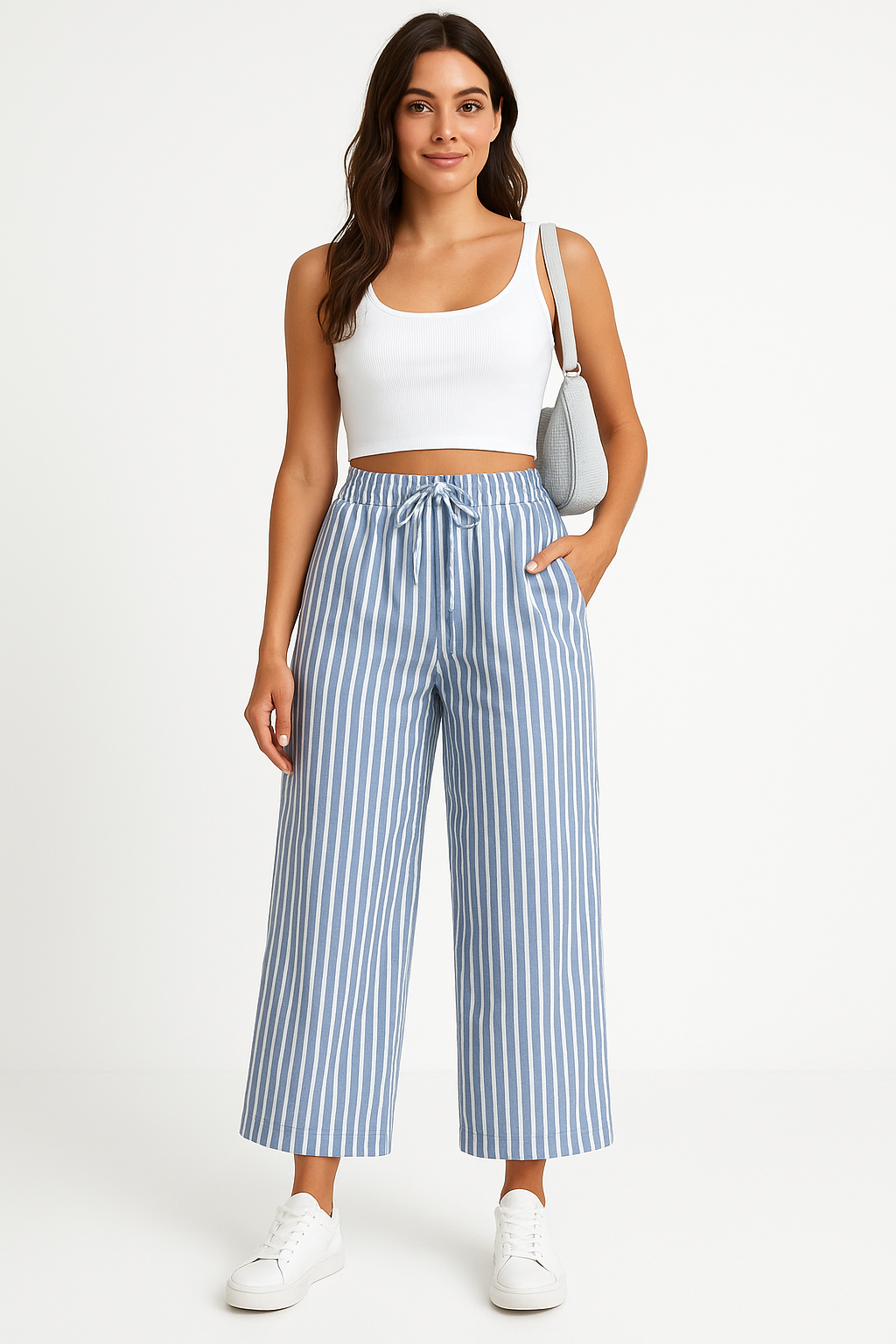 Carine | Dames Broek met Wijde Pijpen – Gestreept Design, Casual Pasvorm & Ademend Zomermateriaal