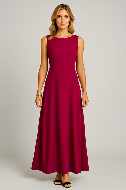 Hester | Dames Mouwloze Halflange Jurk met Relaxte Pasvorm – Minimalistisch Design & Ademend Materiaa