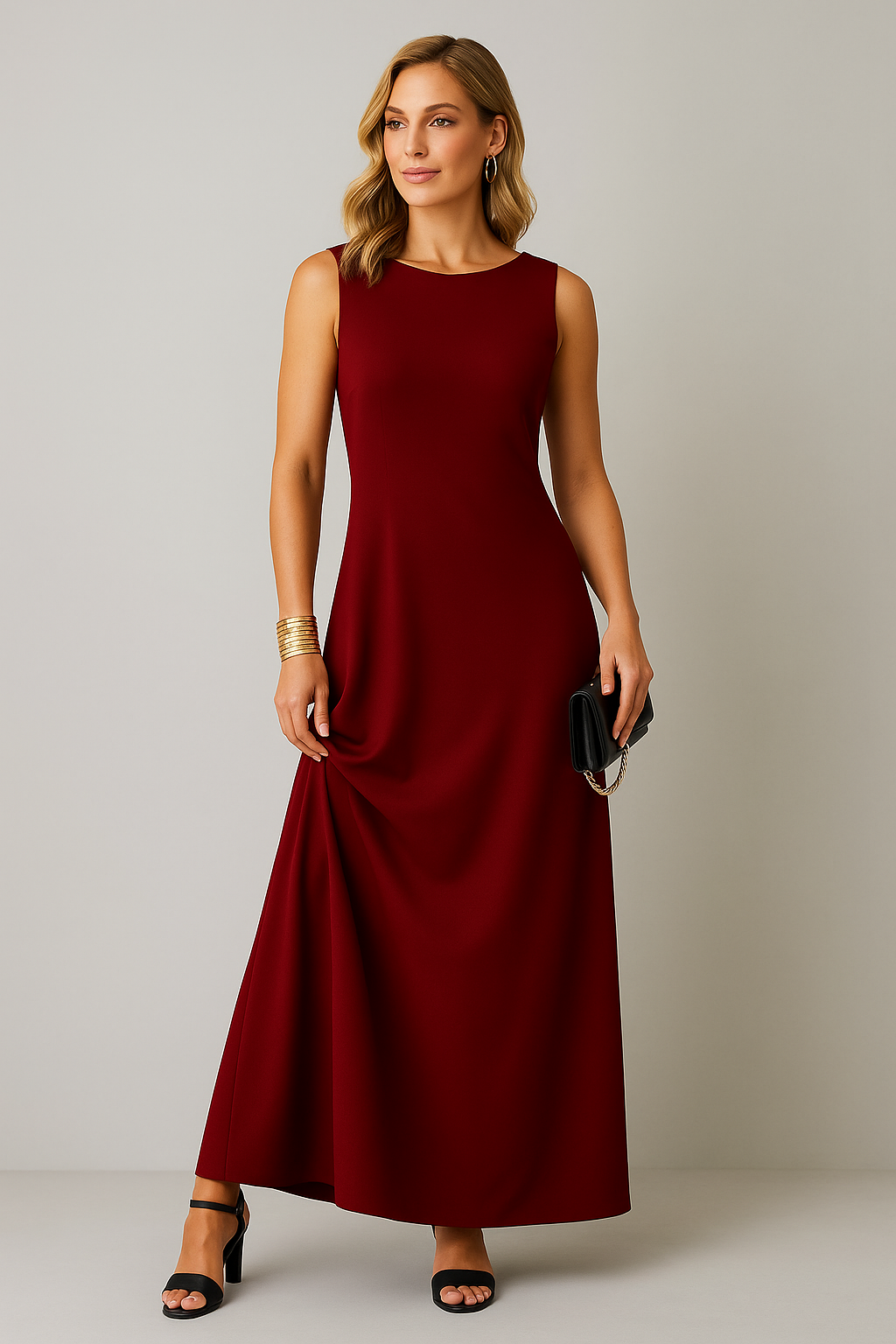 Hester | Dames Mouwloze Halflange Jurk met Relaxte Pasvorm – Minimalistisch Design & Ademend Materiaa