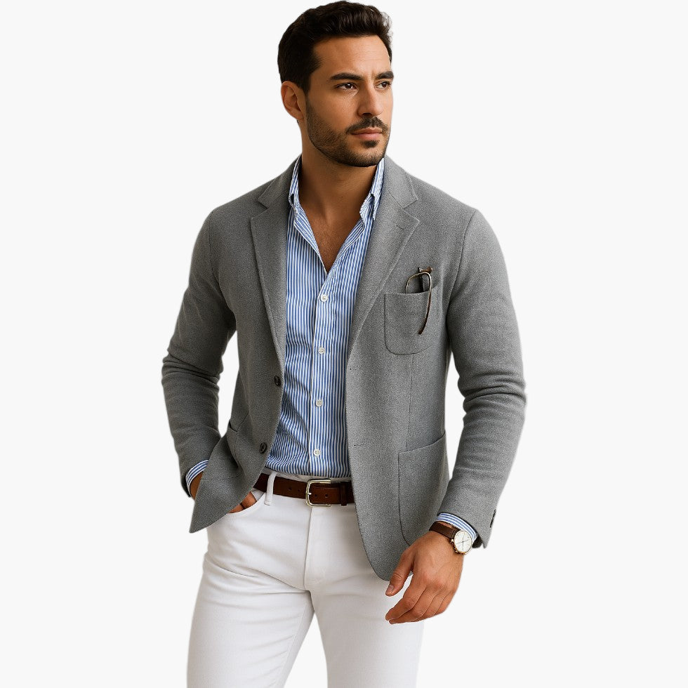 Men's Tailored Blazer with Notch Lapel - Business Casual Jacket