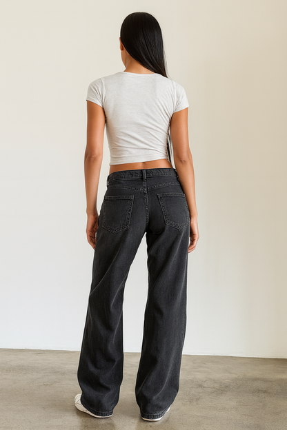Low Rise Straight-Leg Jeans | Dames jeans met rechte pijp en lage taille in moderne streetstyle