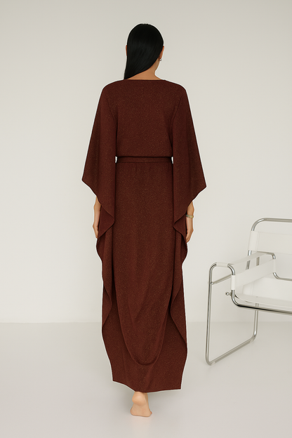 Esra Maxi Jurk | Damesjurk met vleermuismouwen en luxe minimalistische uitstraling