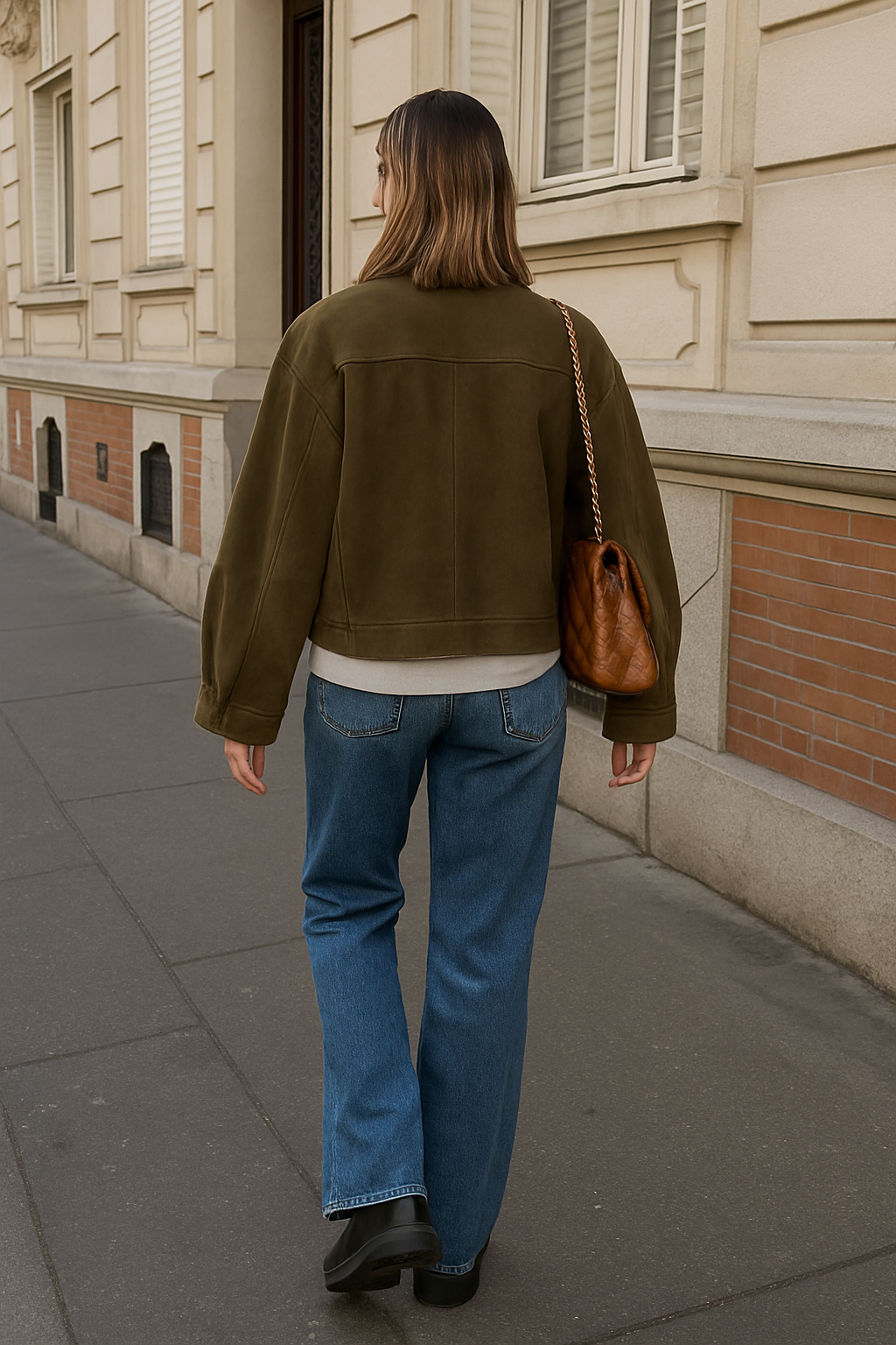 Suede Jacket | Oversized damesjas van suède met vintage look en gestructureerde schouders