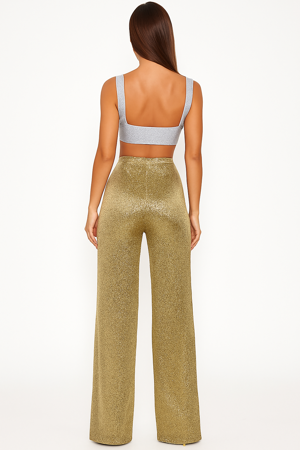Glamour Glitter Broek | Damesbroek met high-waist pasvorm en feestelijke glitterstof
