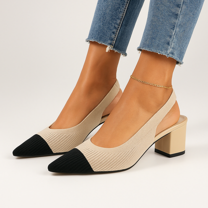 Slingback Hakken | Dames Pumps met Puntige Neus en Lage Blokhak