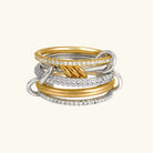 Women's Stacked Diamond Ring Gold-Plated Mixed-Tone Band