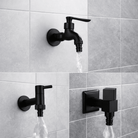 Wall-Mounted Faucet in Matte Black Solid Brass for Kitchen, Bath and Garden