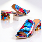 Women's Rhinestone Heel Slides with Jeweled Block Heel