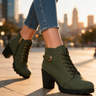 Women's Ankle Boots with Block Heel and Platform Sole