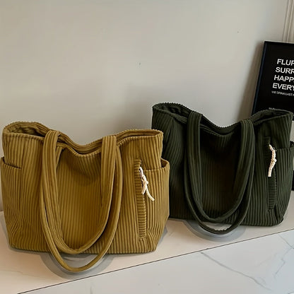 Mathilda Schoudertas Dames | Geribde Ribfluwelen Tas met Ruime Opbergruimte