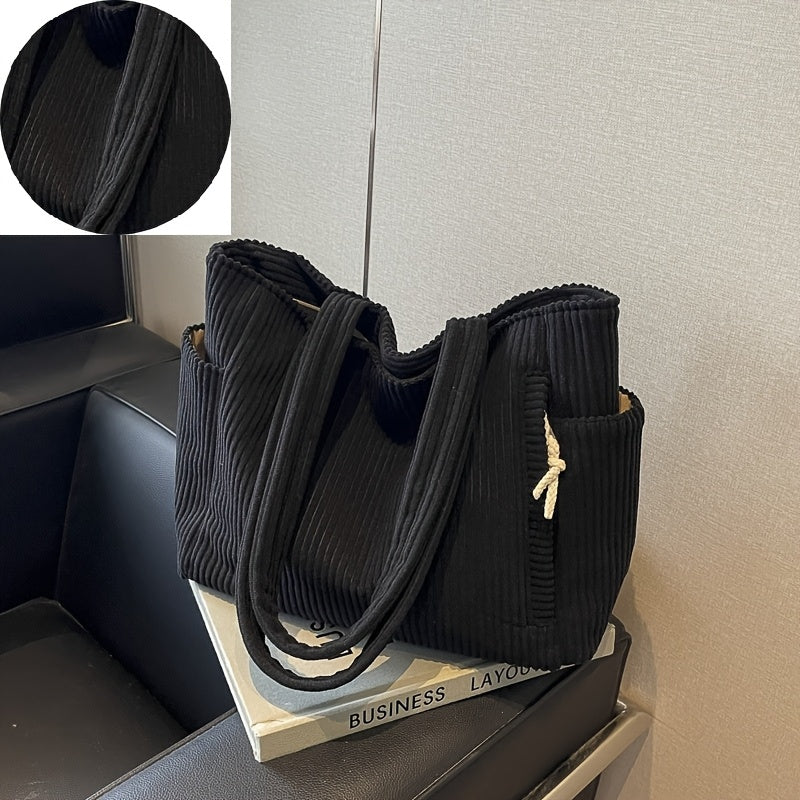 Mathilda Schoudertas Dames | Geribde Ribfluwelen Tas met Ruime Opbergruimte