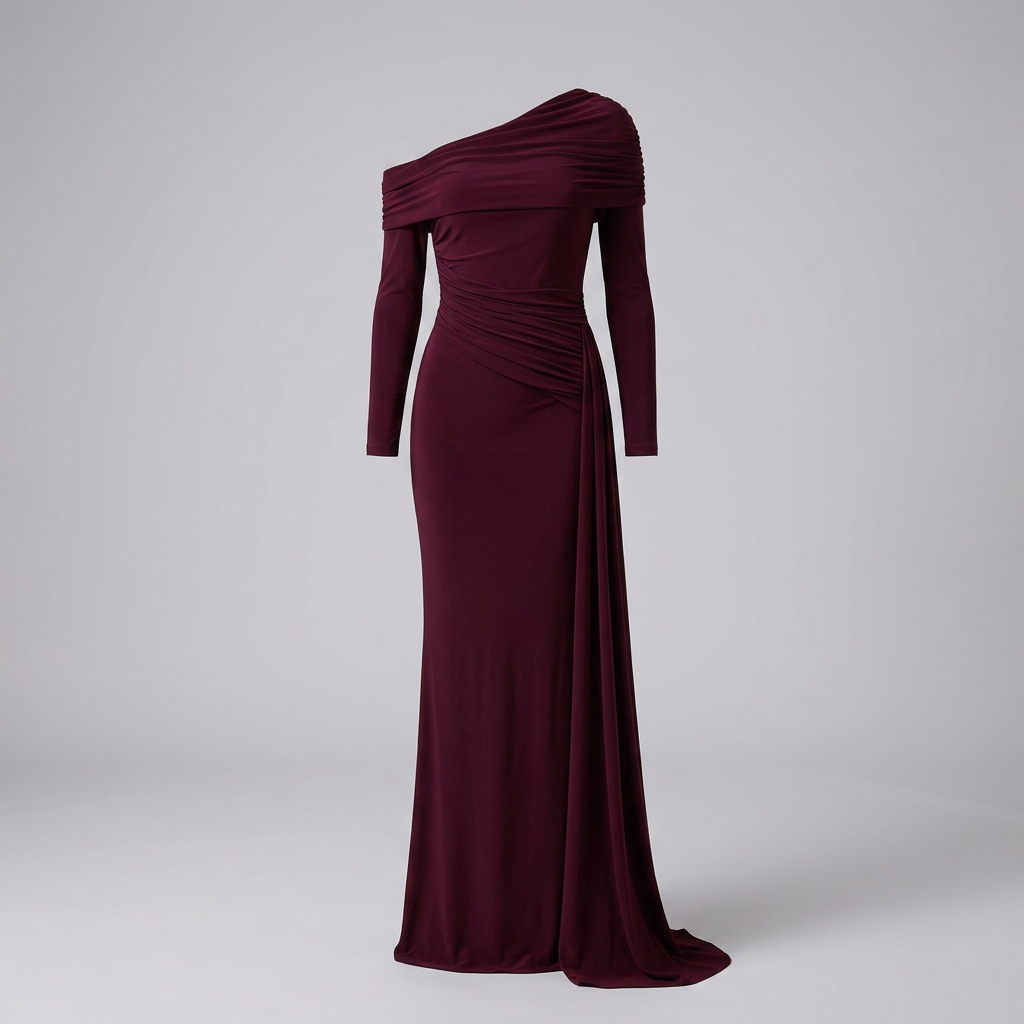 Maternity One-Shoulder Cocktail Dress with Stretch Jersey Fabric