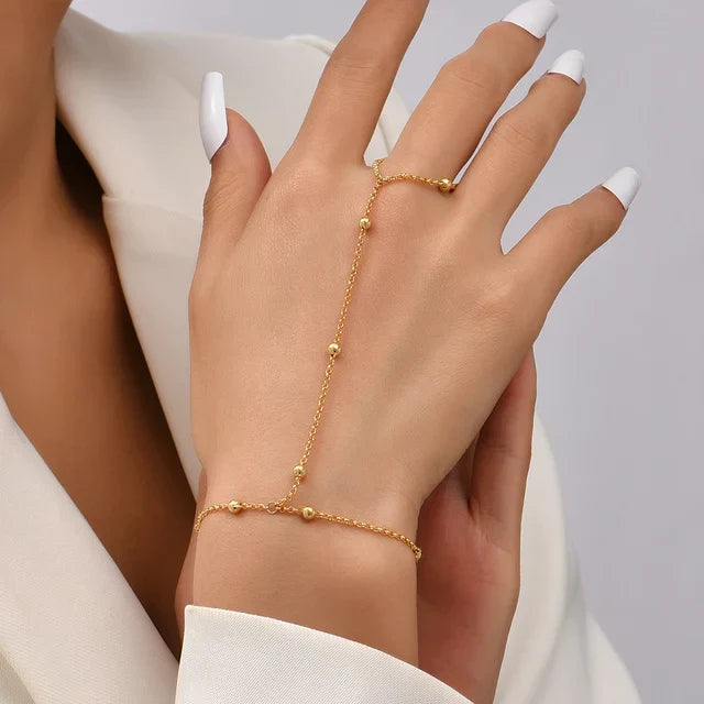 Jildis Chain Armband | Dames armband met handring in goudkleurig design