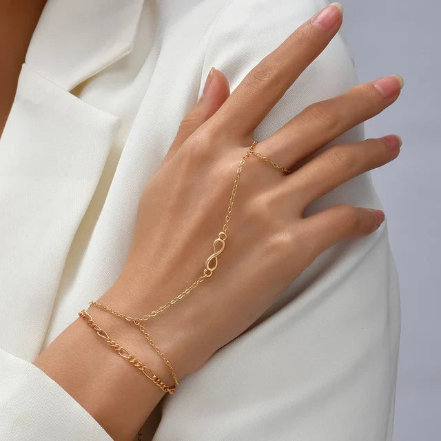 Jildis Chain Armband | Dames armband met handring in goudkleurig design
