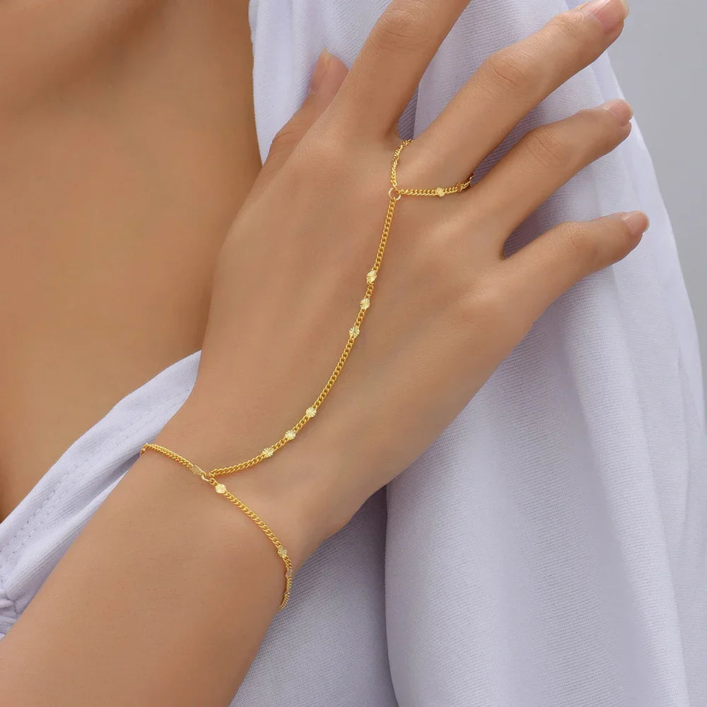 Jildis Chain Armband | Dames armband met handring in goudkleurig design