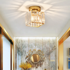 Flush Mount Ceiling Light with Crystal Shade - Black Brass Finish