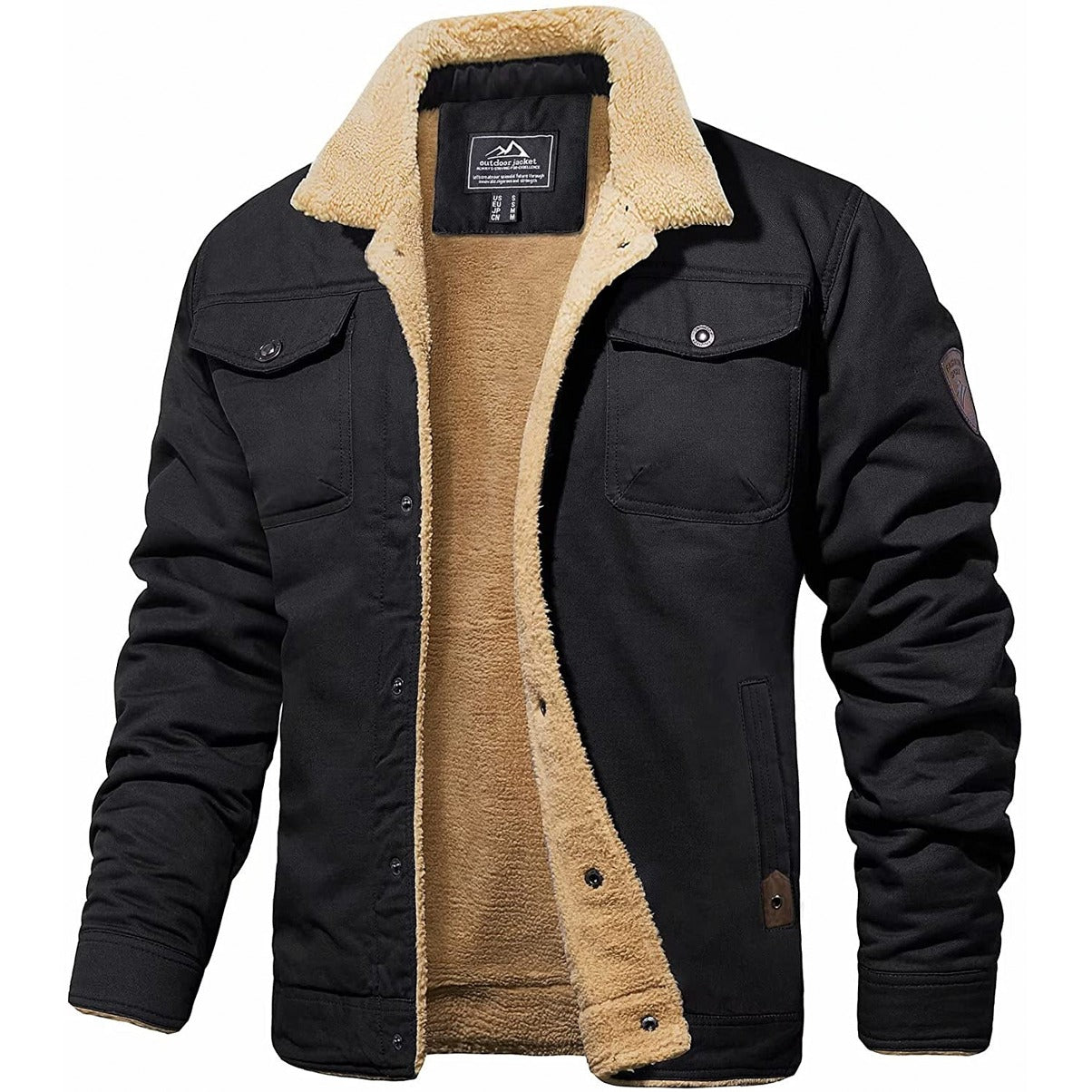Men's Sherpa-Lined Winter Jacket - Warm Fleece-Lined Coat