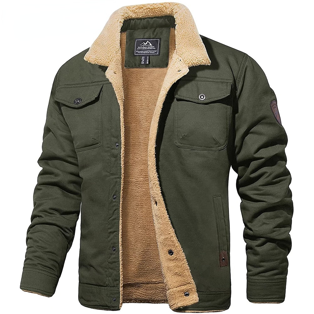 Men's Sherpa-Lined Winter Jacket - Warm Fleece-Lined Coat