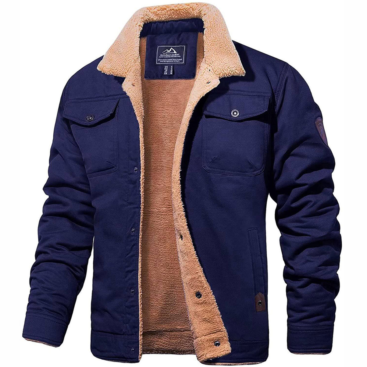 Men's Sherpa-Lined Winter Jacket - Warm Fleece-Lined Coat
