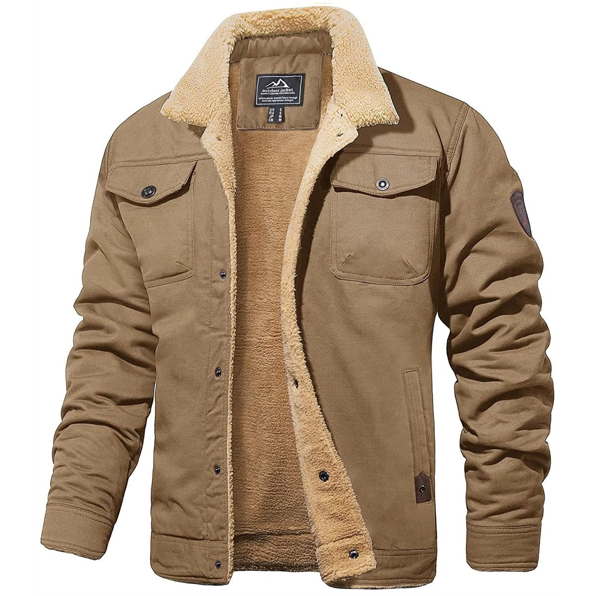 Men's Sherpa-Lined Winter Jacket - Warm Fleece-Lined Coat