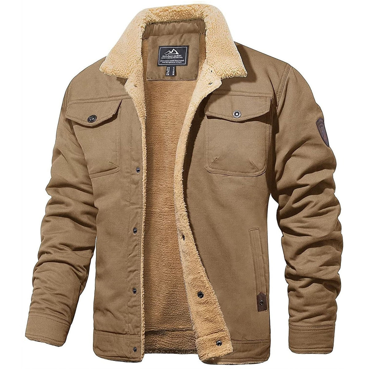 Men's Sherpa-Lined Winter Jacket - Warm Fleece-Lined Coat
