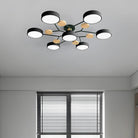 Round Iron LED Semi-Flush Ceiling Light – Chandelier with Acrylic Heads