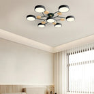 Round Iron LED Semi-Flush Ceiling Light – Chandelier with Acrylic Heads