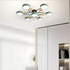 Round Iron LED Semi-Flush Ceiling Light – Chandelier with Acrylic Heads