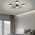 Round Iron LED Semi-Flush Ceiling Light – Chandelier with Acrylic Heads