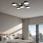 Round Iron LED Semi-Flush Ceiling Light – Chandelier with Acrylic Heads