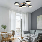 Round Iron LED Semi-Flush Ceiling Light – Chandelier with Acrylic Heads