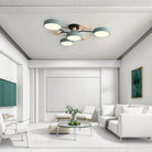 Round Iron LED Semi-Flush Ceiling Light – Chandelier with Acrylic Heads