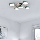 Round Iron LED Semi-Flush Ceiling Light – Chandelier with Acrylic Heads