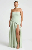 Maxi Dress For Women – Black & White Strapless Colorblock