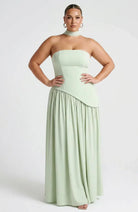 Maxi Dress For Women – Black & White Strapless Colorblock
