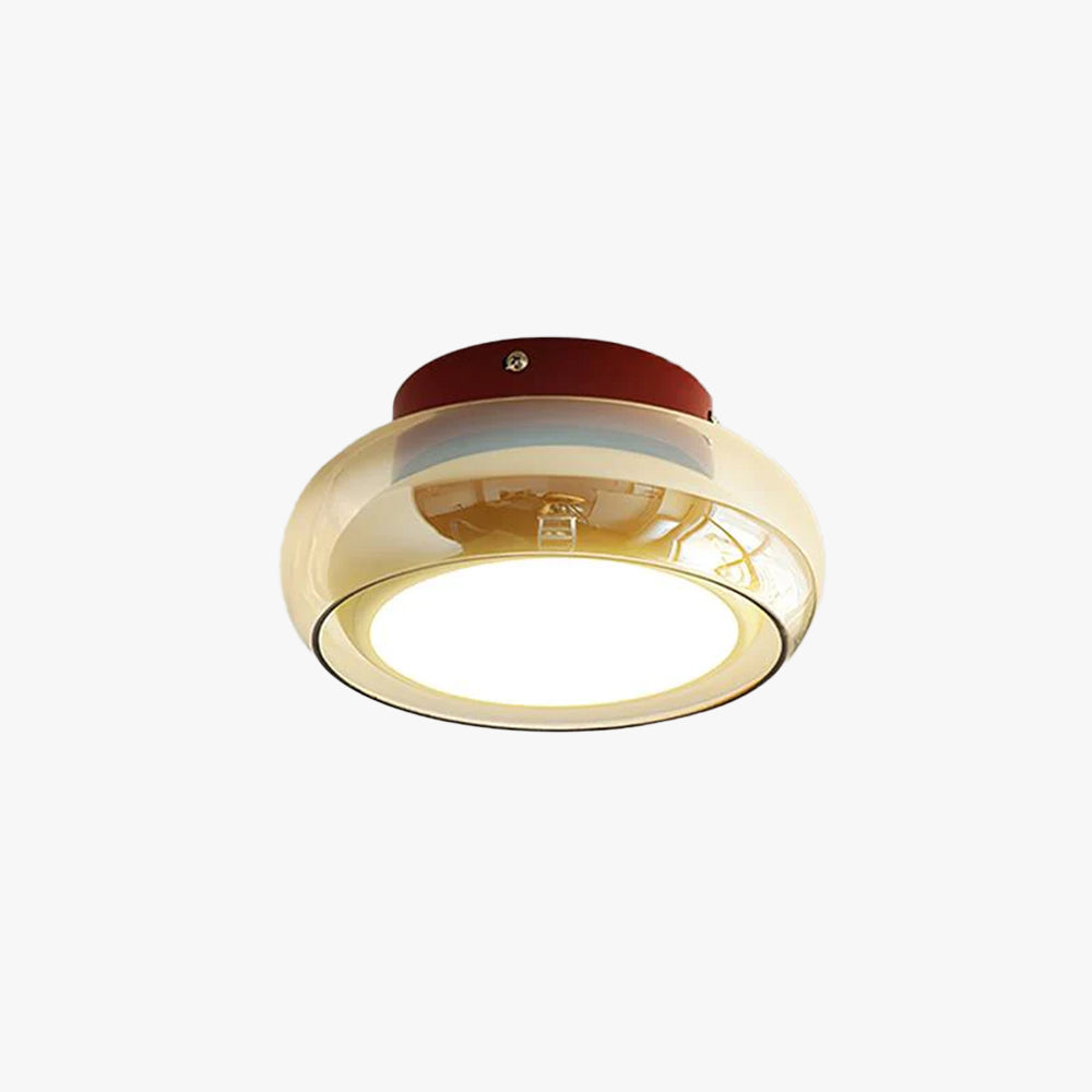 Retro Glass Flush Mount Ceiling Light with Smoked Glass Shade