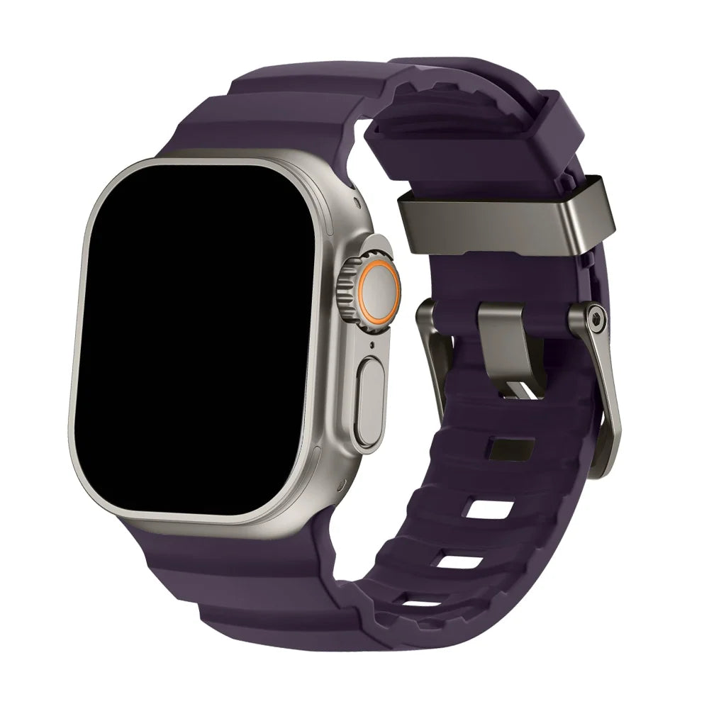 Silicone Sport Watch Strap with Titanium Buckle - Apple Watch Compatible
