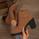 Women's Ankle Boots with Block Heel and Platform Sole