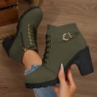 Women's Ankle Boots with Block Heel and Platform Sole