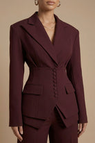 Women's Suits – Peaked Lapel Blazer and Wide-Leg Trousers Set